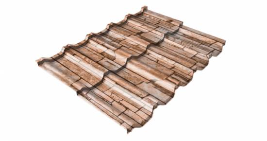 Металлочерепица модульная квинта Uno GL c 3D резом 0,45 Print Twincolor Sand Stone